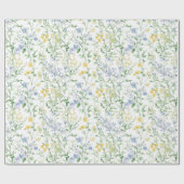 Blauwe Waterverf Wilde Bloem Cadeaupapier (Vlak)