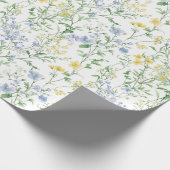 Blauwe Waterverf Wilde Bloem Cadeaupapier (Hoek)