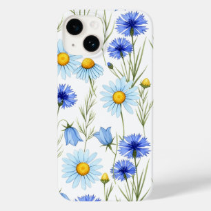 Blauwe Waterverf Wilde Bloem Case-Mate iPhone 14 Hoesje