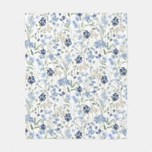 Blauwe Waterverf Wilde Bloem Fleece Deken (Voorkant)