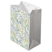 Blauwe Waterverf Wilde Bloem Medium Cadeauzakje (Voorkant Gekanteld)