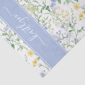 Blauwe Waterverf Wilde Bloem Monogram Tissuepapier (Detail)
