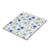 Blauwe Waterverf Wilde Bloem Tegeltje (Zijkant)