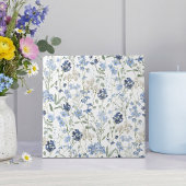 Blauwe Waterverf Wilde Bloem Tegeltje