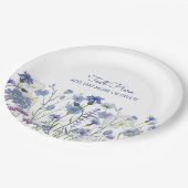 Blauwe Waterverf Wildflower Meadow Papieren Bordje (Gekanteld)