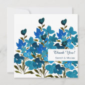 Blauwe Waterverf Wildflowers Flat Thank You Card Bedankkaart (Voorkant)