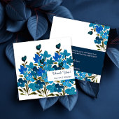 Blauwe Waterverf Wildflowers Flat Thank You Card Bedankkaart