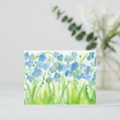 Blauwe Waterverf Wildflowers Flax Botanical Briefkaart (Staand voorkant)