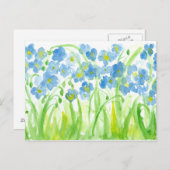 Blauwe Waterverf Wildflowers Flax Botanical Briefkaart (Voorkant / Achterkant)
