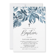 Blauwe Waterverf Winter Rozen Bouquet Baptisme