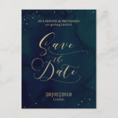 Blauwe Waterverf Winter Save the Date Briefkaart (Voorkant)