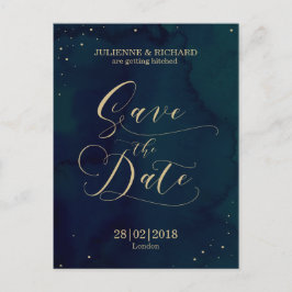 Blauwe Waterverf Winter Save the Date Briefkaart