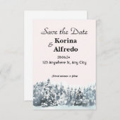 Blauwe waterverf winter save the date kaart met sn (Voorkant / Achterkant)