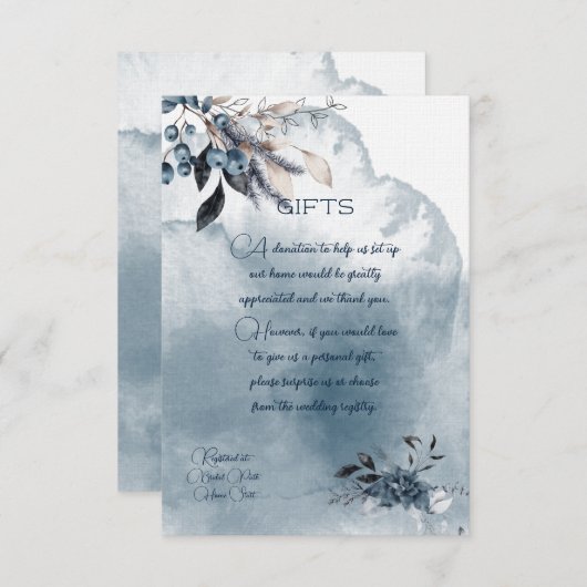 Blauwe Waterverf Winterberries Geschenkbehuizing Save The Date (Voorkant / Achterkant)