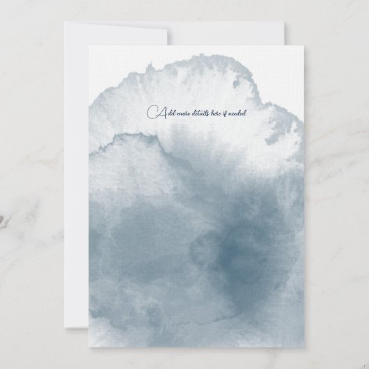 Blauwe Waterverf Winterbessen bruiloft Kaart (Achterkant)