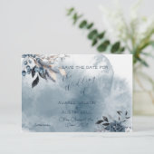 Blauwe Waterverf Winterbessen Save The Date (Staand voorkant)