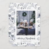 Blauwe Waterverf Winterfolierijskaarten Feestdagenkaart (Voorkant / Achterkant)