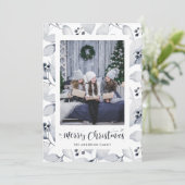 Blauwe Waterverf Winterfolierijskaarten Feestdagenkaart (Staand voorkant)