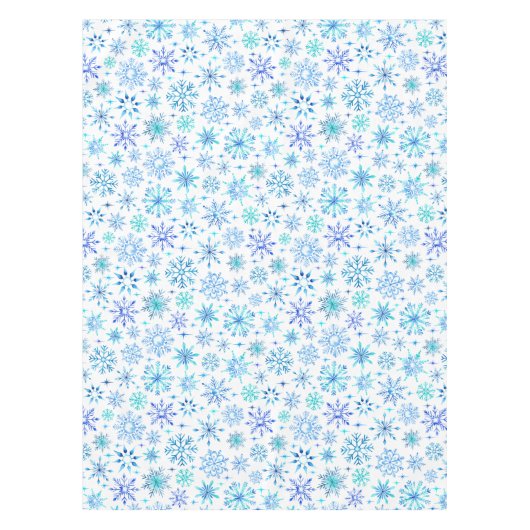 Blauwe Waterverf wintersneeuwvlokken en sprankelin Tafelkleed (Voorkant)