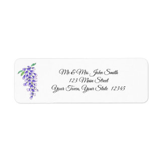 Blauwe Waterverf Wisteria Flower Floral Etiket