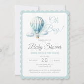 Blauwe Waterverf Wit Beer Oh Boy Baby Boy Douche Kaart (Voorkant)