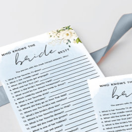 Blauwe Waterverf Witte Roos Die De Bruid Kent