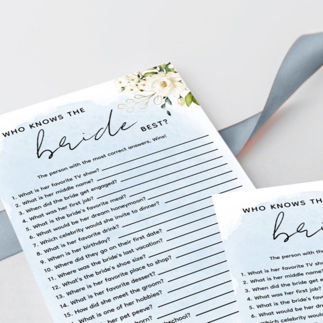 Blauwe Waterverf Witte Roos Die De Bruid Kent (Creator heeft geüpload)