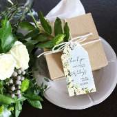 Blauwe Waterverf Witte Roos Trouwen Dank u voor uw Cadeaulabel