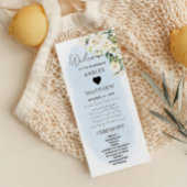 Blauwe Waterverf Witte Roos Trouwprogramma