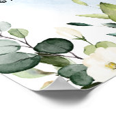 Blauwe Waterverf Witte Roos Trouwstoel Grafiek Poster (Hoek)