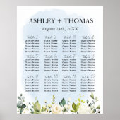 Blauwe Waterverf Witte Roos Trouwstoel Grafiek Poster (Voorkant)