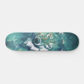 Blauwe waterverf wolf persoonlijk skateboard (Horizontaal)