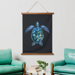 Blauwe Waterverf Zee Hangend Wandkleed