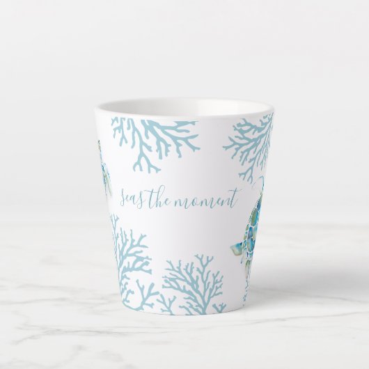 Blauwe Waterverf Zee Latte Mok (Voorkant)