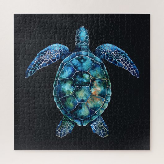 Blauwe Waterverf Zee Legpuzzel (Verticaal)