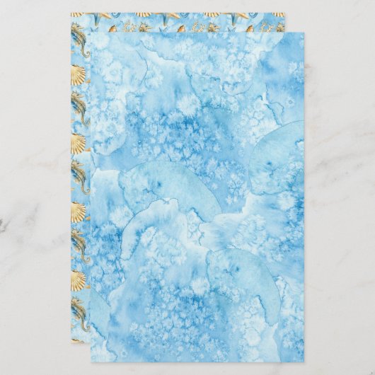 Blauwe Waterverf Zee Life Artisan Soap Wrap (Voorkant / Achterkant)