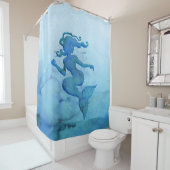 Blauwe Waterverf Zeemeermin Douchegordijn (In situ)