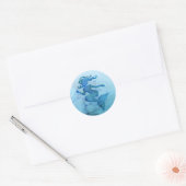 Blauwe Waterverf Zeemeermin Ronde Sticker (Envelop)