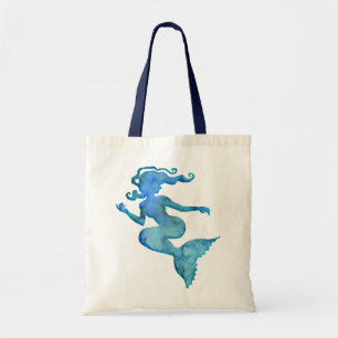 Blauwe Waterverf Zeemeermin Tote Bag