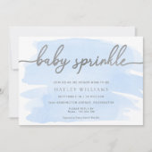 Blauwe Waterverf Zilveren Baby Sprinkle Kaart (Voorkant)