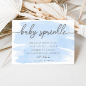 Blauwe Waterverf Zilveren Baby Sprinkle Kaart