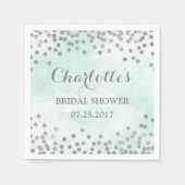 Blauwe Waterverf Zilveren Confetti Vrijgezellenfee Servet (Voorkant)