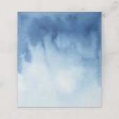 Blauwe waterverf zitkaart. Moderne bruiloft Plaatskaartje (Buitenkant ongevouwen)