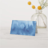 Blauwe waterverf zitkaart. Moderne bruiloft Plaatskaartje (Achterkant)