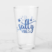 Blauwe Waterverf Zoute Vibes Beach Pint Glass Glas (Achterkant)