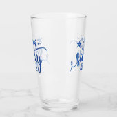 Blauwe Waterverf Zoute Vibes Beach Pint Glass Glas (Links)