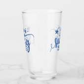 Blauwe Waterverf Zoute Vibes Beach Pint Glass Glas (Rechts)