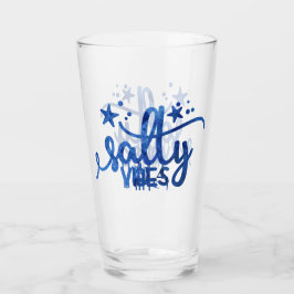 Blauwe Waterverf Zoute Vibes Beach Pint Glass Glas