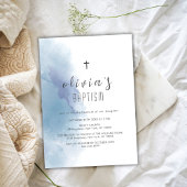 Blauwe Waterverf Zwart Kruis doopsel Kaart