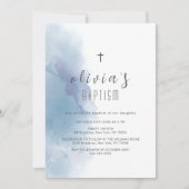 Blauwe Waterverf Zwart Kruis doopsel Kaart (Voorkant)